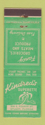 Matchbook Cover - Kindred's Superette Stuart FL grocery WEAR