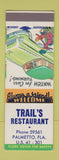 Matchbook Cover - Trail's Restaurant Palmetto FL SAMPLE