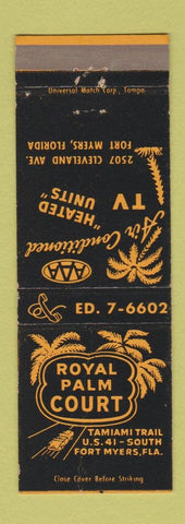 Matchbook Cover - Royal Palm Court Fort Myers FL CREASE