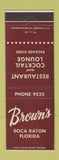 Matchbook Cover - Brown's Restaurant Boca Raton FL