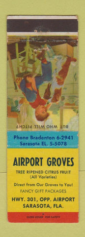 Matchbook Cover - Airport Groves Citrus Fruit Sarasota FL