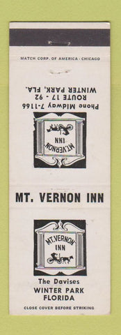 Matchbook Cover - Mount Vernon Inn Winter Park FL
