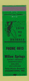 Matchbook Cover - Willow Springs Hagerstown IN restaurant low phone #