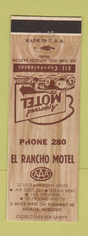 Matchbook Cover - El Rancho Motel Sedalia MO