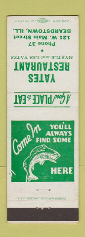 Matchbook Cover - Yates Restaurant Beardstown IL low phone #