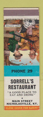 Matchbook Cover - Sorrell's Restaurant Nicholasville KY low phone #