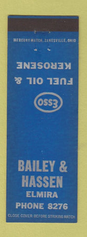 Matchbook Cover - Bailey Hassen Esso oil gas Elmira NY? WEAR