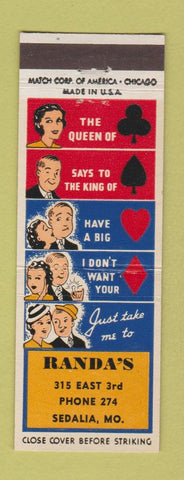 Matchbook Cover - Randa's Sedalia MO low phone #