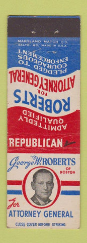 Matchbook Cover - George Roberts for Attorney General Boston MA