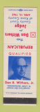 Matchbook Cover - Dan Withers Judge Election Kane County IL 1962