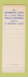 Matchbook Cover - Dan Withers Judge Election Kane County IL 1962