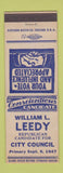 Matchbook Cover - William L Leedy City Council Election 1947