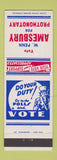 Matchbook Cover - W Penn Amesbury Prothonotary Election Uncle Sam