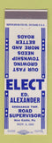 Matchbook Cover - Ed Elexander for Road Supervisor New Castle PA 1955
