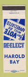 Matchbook Cover - Harold Bay Election