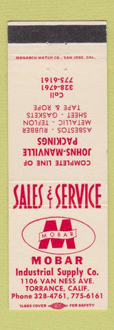 Matchbook Cover - Mobar Industrial Supply Torrance CA