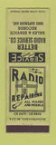 Matchbook Cover - Better Radio Service records lps music GREEN