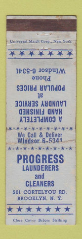 Matchbook Cover - Progress Laundry Cleaners Brooklyn NY WORN