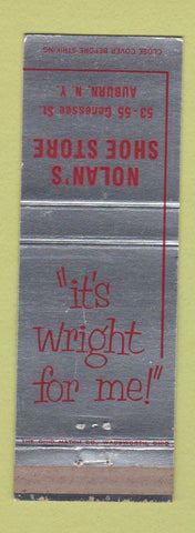 Matchbook Cover - Nolan's Shoe Store Wright Shoes Auburn NY