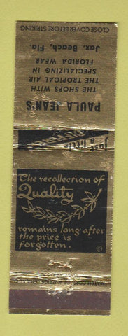 Matchbook Cover - Paula Jean's Women's Clothes Jacksonville Beach FL