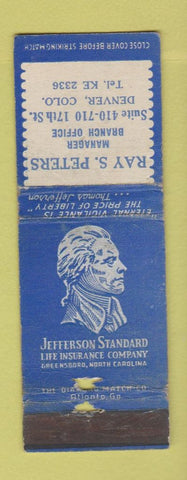 Matchbook Cover - Thomas Jefferson Insurance Ray Peters Denver Colorado WORN