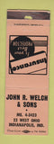 Matchbook Cover - John Welch and Sons Insurance Indianapolis IN WORN