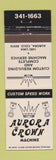 Matchbook Cover - Aurora Crown Machine Colorado auto repair
