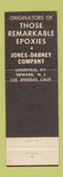 Matchbook Cover - Jones Dabney Resins Chemical Louisville KY WEAR