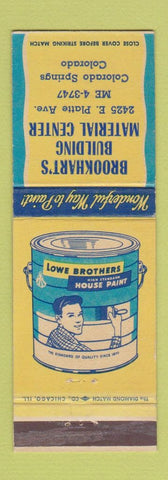 Matchbook Cover - Brookhart's Building Materials Colorado Springs Lowe Paint