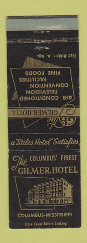 Matchbook Cover - Gilmer Hotel Columbus MS