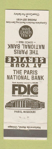 Matchbook Cover - Paris National Bank Paris MO