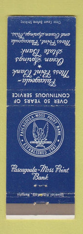 Matchbook Cover - Pascagoula Moss Point Bank Ocean Springs MS