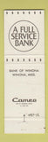Matchbook Cover - Bank of Winona MS