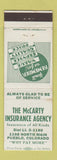 Matchbook Cover - McCarty Insurance Agency Pueblo Colorado