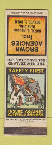 Matchbook Cover - Brown Insurance Agency Denver Colorado WEAR