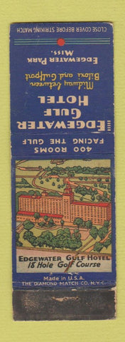 Matchbook Cover - Edgewater Gulf Hotel Edgewater Park MS WORN