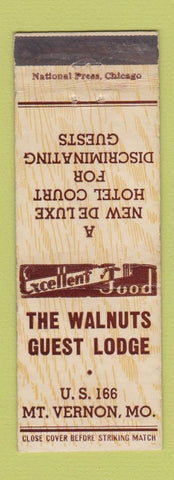 Matchbook Cover - Walnut Guest Lodge motel Mount Vernon MO