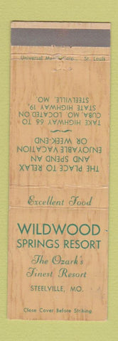 Matchbook Cover - Wildwood Springs Resort Steelville MO