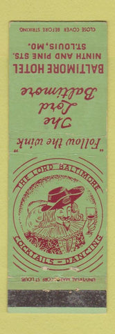 Matchbook Cover - Lord Baltimore Hotel St Louis MO WEAR