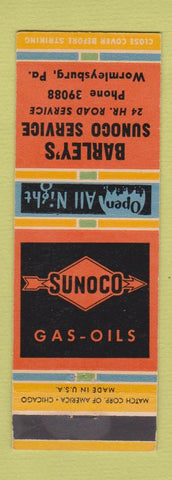 Matchbook Cover - Barley's Sunoco oil gas Wormleysburg PA