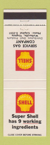 Matchbook Cover - Shell oil gas Wytheville VA