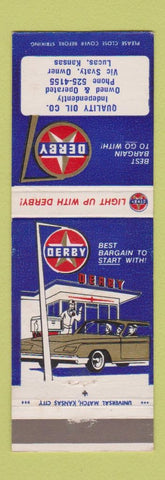 Matchbook Cover - Derby oil gas Lucas KS Vic Svaty
