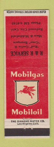Matchbook Cover - Mobil oil gas R&R Service Redwood City CA Gorlin Bourquin