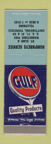 Matchbook Cover - Humphries Gulf oil gas Chattanooga TN