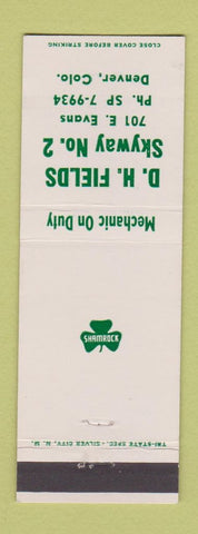 Matchbook Cover - DH Fields Shamrock oil gas Denver Colorado