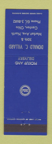 Matchbook Cover - Donald Villard Pure oil gas Canton OH