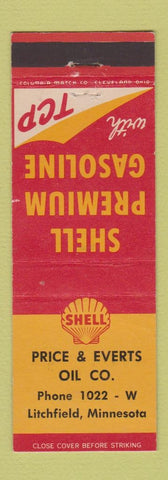 Matchbook Cover - Price and Everts Shell oil gas Litchfield MN low phone #