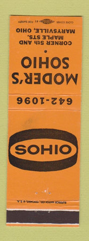 Matchbook Cover - Moder's Sohio oil gas Marysville OH