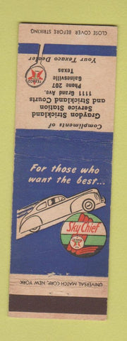 Matchbook Cover - Texaco oil gas Graydon Strickland Gainesville TX low phone #