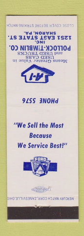 Matchbook Cover - Pollock Timblin Ford Sharon PA
